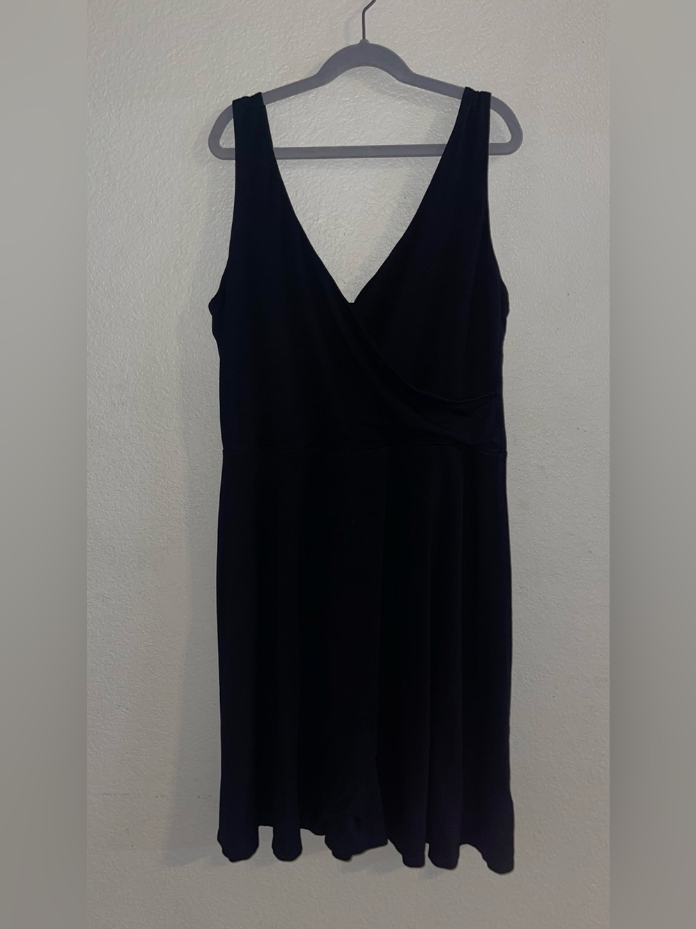 Boden Black Sleeveless Jersey Wrap Crossover V-Neck Dress Sz 14